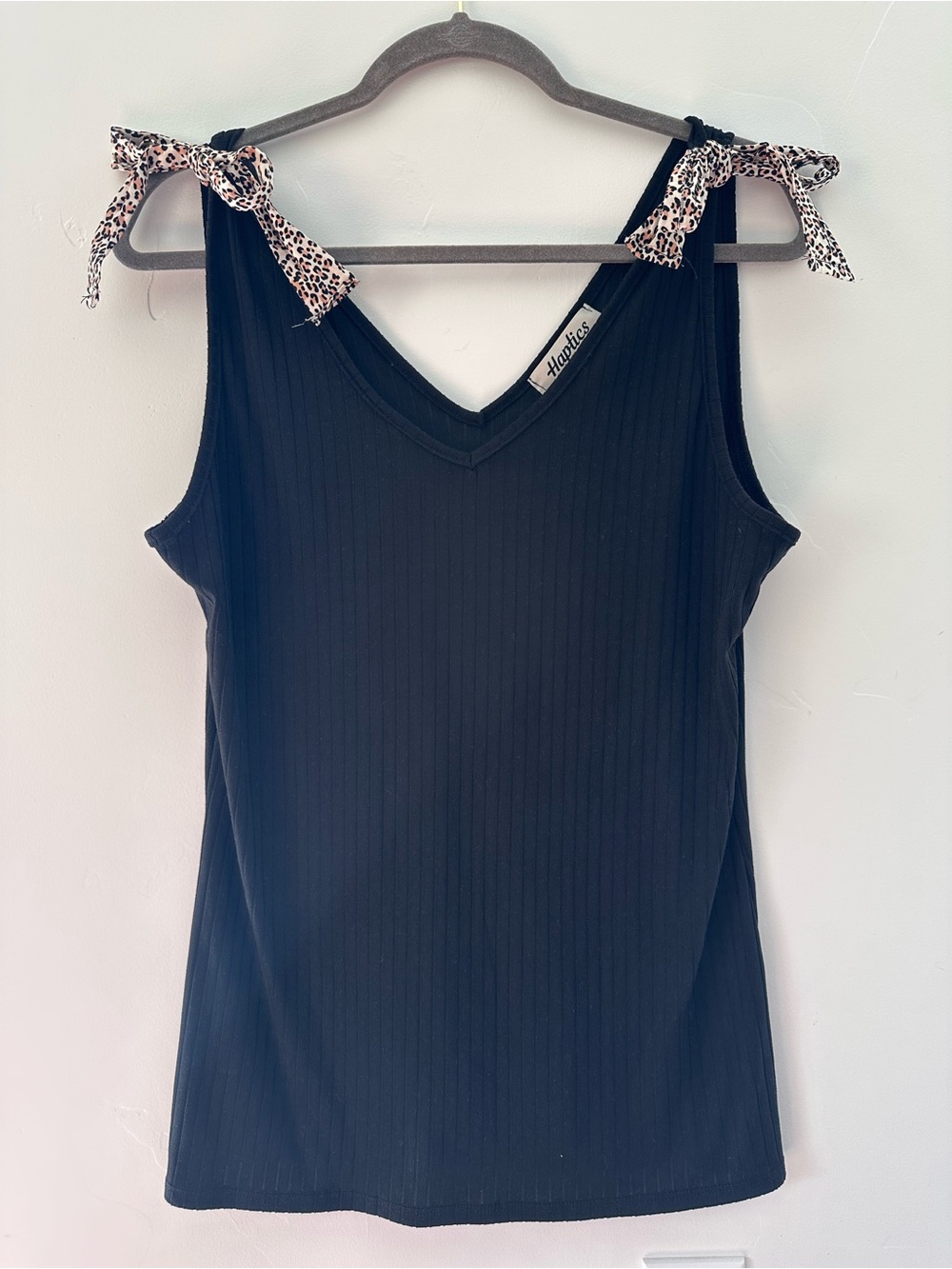 Halogen Black Ribbed Tie-Shoulder Tank